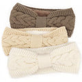 DRESHOW Crochet Ear Warmer Headband Soft Knit Chunky Turban Stretch Thick Headbands Warmer Fuzzy Head Wrap for Women - color: 3 Pcs Knot Style: White, Ivory White, Khaki