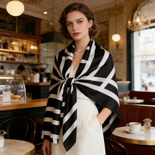 Silk Scarf Mulberry Silk Fashion Scarves Long Lightweight Shawl Wrap … - color: W42