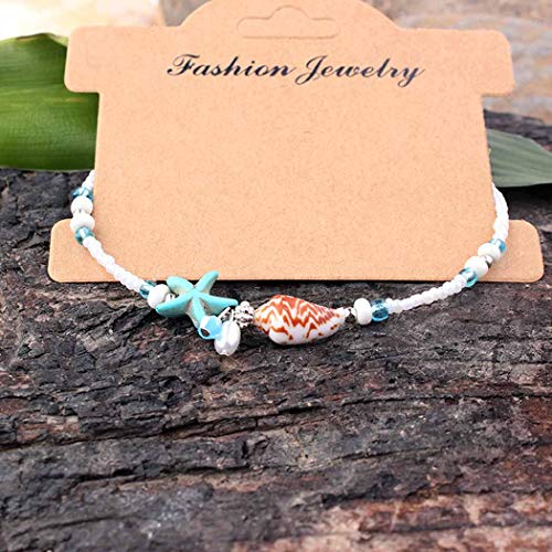 Zoestar Boho Starfish Anklet Ankle Bracelet Foot Chain Shell with Beaded Accessories Foot Jewelry for Women (Color 7)