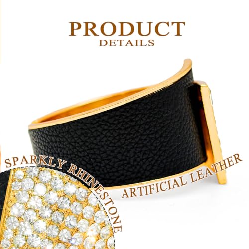 ELABEST Stylish Rhinestone Bracelet Cuff Bracelets Stretch Bracelets Sparkly Hand Chain Wedding Parties Jewelry Accessories for Women - color: Black