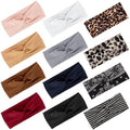 AQOKKA Elastic Knotted Headbands for Women Criss Cross Head Bands for Women's Hair Non Slip Boho Wrap Twisted Hair Accessories - color: 12 Pcs Criss Cross：B