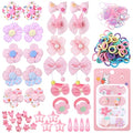 400 Pcs Baby Girls Hair Accessories Set,Baby Girls Hair Ties,Flower Bows Rubber Bands,Hair-friendly Hair Clip,Soft Elastic Hair Bands,Claw Clip(Pink) - color: Pink