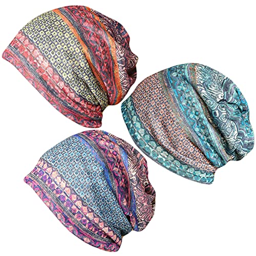 Women's Baggy Slouchy Beanie Chemo Hat Cap Scarf - color: 3 Pack-i