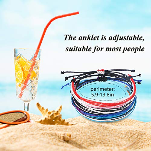 Hicarer 30 Pieces Adjustable Woven Anklets Bracelets Bohemian Braided Rope Bracelets Waterproof Wax Coated Anklets for Women - color: Multicolor