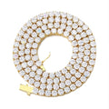 BREN Tennis Necklace - 3mm 4mm 5mm Iced Out Diamond Tennis Chain 5A Cubic Zirconia Necklace - 18K/White Gold Plated Flat Tennis Necklace for Women and Men Size 16"-22" - color: Gold-5mm, size: 18 inch