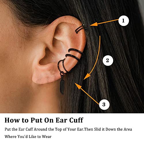 Jstyle Ear Cuff Earrings for Women Cuff Chain Earring Clip On Helix Cartilage Wrap Cuff Earring Non Pierced Adjustable