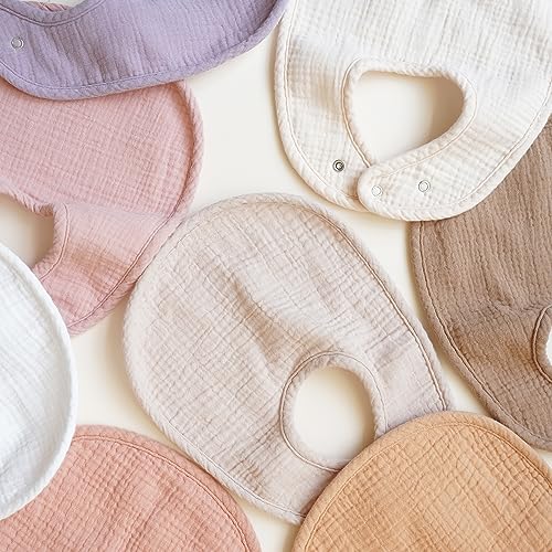 Konssy Muslin Baby Bibs 8 Pack Baby Bandana Drool Bibs Cotton for Unisex Boys and Girls, Soft Absorbent Set for Teething and Drooling - color: Purple