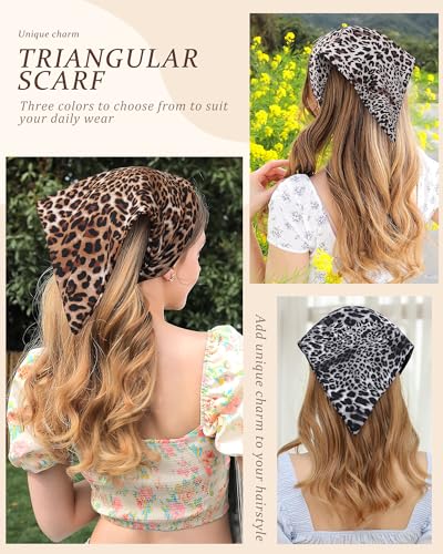HAIMEIKANG Floral Bandana Headbands for Women Boho Hair Bandanas Scarf Triangle Kerchief Hair Bands Vintage Head Scarf(Leopard) - color: Leopard
