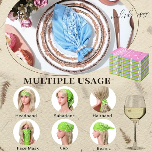 Suhine 24 Pcs Bandanas Bulk for Women Men 22 x 22 Inch Paisley Outdoor Headband Cowboy Handkerchief Summer - color: Candy Colors