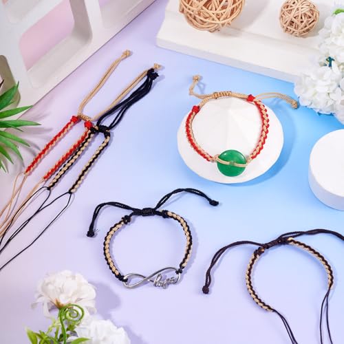 Adjustable Slider Bracelets Colorful Half Finished Bracelets Adjustable Beaded Bracelets DIY Friendship Bracelets for Women Jewelry Making Gifts Supplies - color: Black Red-Mixed