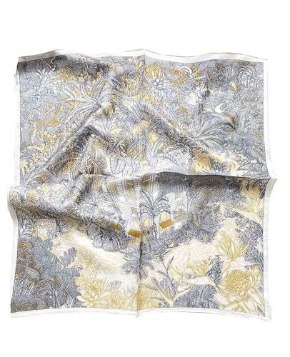 Hioyiwse Head Scarf For Women Hair Bandana 35" Large Square Satin Wrap Sleeping Neck Silk Satin Hair Scarves Lightweight - color: F17-forest House(35*35inch）