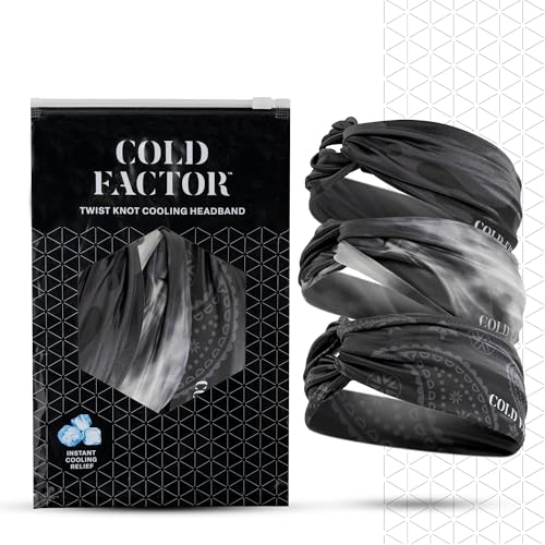 COLD FACTOR Cooling Headband for Women and Men – UPF 50+ Advanced Evaporative Comfort, Instant Cooling Sweatband for Outdoor Sports, Fitness, Yoga, Hiking, Running, and Workout - color: Twisted Pattern