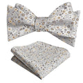 Alizeal Mens 2pcs Classic Floral Pattern Self-tied Bow Tie and Handkerchief Set - color: 045-gray+khaki+brown