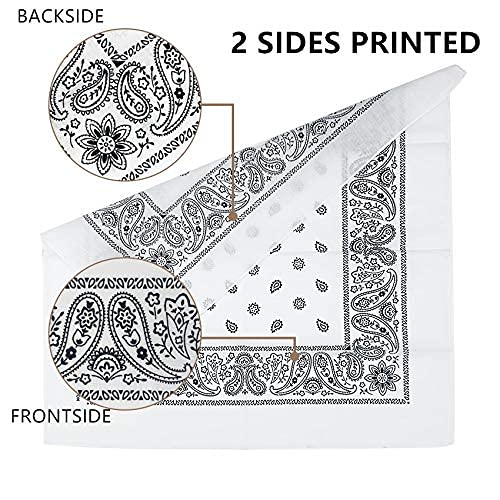 Vamqor 12pcs Bandana for women and men 100% Cotton Custom Fashion Paisley Design Multifunctional Outdoor Square Handkerchief - color: Basic Assorted