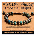 468Handmade Adjustable Natural Gemstone Crystal Bracelet Healing Power Energy Inspirational Gifts with Card for Unisex - color: 11-Imperial Jasper (Auspicious), size: 5x8mm