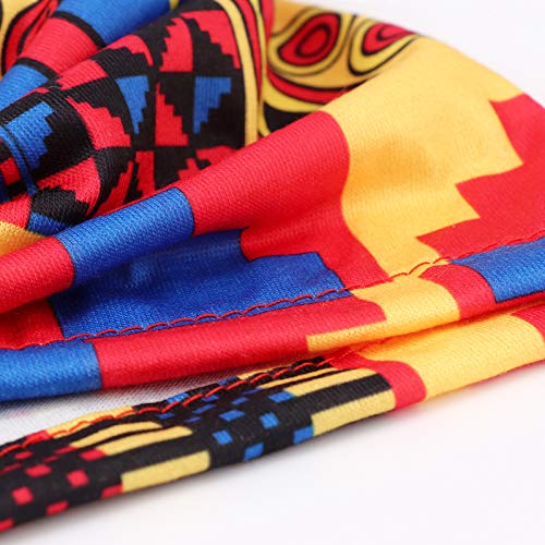 DRESHOW 5 Pack Knotted Headwraps for Women African Turban Pre-Knotted Beanie Headwraps Hair Covers - color: 5 Pack Donuts: Flower Printed Ba