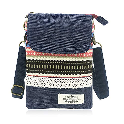 Roomy Cell Phone Purse Wallet Canvas Small Crossbody Purse Bags with Shoulder Strap For Women teen girlsl | Roomy - color: Q-red