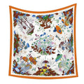 Premium Floral Scarf for Women 35x35 Square Silk Feel-Lightweight Scarves Headscarf Bandanas Wrapping Handbag - color: ‌festive Floral & Fauna Scarf