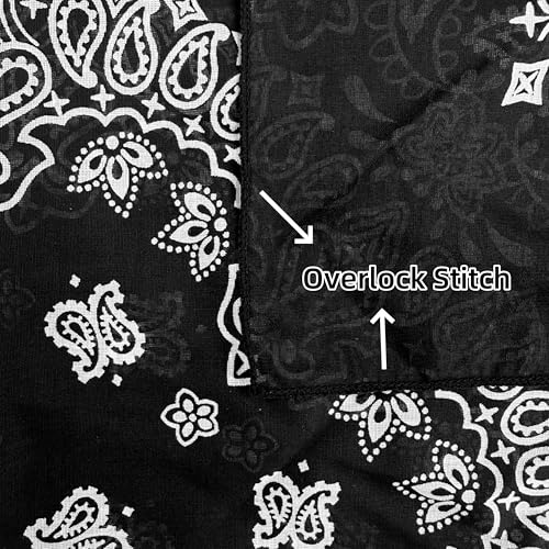 Bandana Single Pack Soft Thin 27 inch Cotton Paisley Extra Large Headwear - color: Black