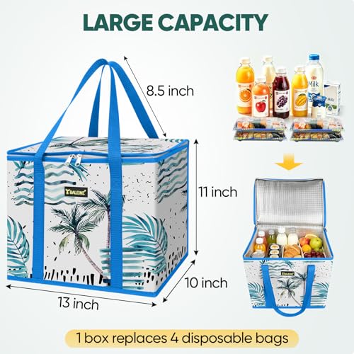 BALEINE 1Pk Insulated Reusable Grocery Bags, Foldable Shopping Bags for Groceries with Reinforced Bottom & Handles (Island Breeze) - color: Island Breeze, size: 1 Pack (Insulated)