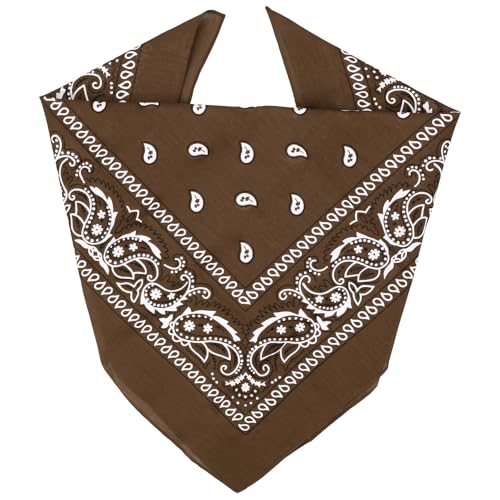 ZENO 100% Cotton & Natural Fibers Bandana Scarf - Soft, Durable, Machine Washable – Unisex for Men & Women - color: Brown Single