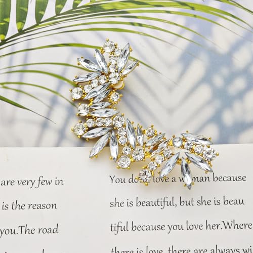 Crystal Ear Cuff Earrings for Women Rhinestone No Piercing Crystal Sparkly Ear Cuff Statement Earrings Wedding Party Jewelry - style: Left A