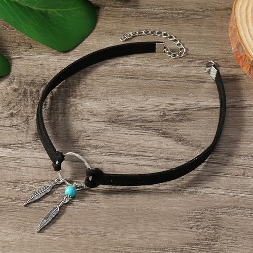 Boho Outfits for Women Boho Necklaces Country Concert Outfits Nashville Western Jewelry Choker Necklaces Long Leather Necklace Western Dress Jewelry Country Cowgirl Accessories Gifts - color: H:Black Circle Necklace