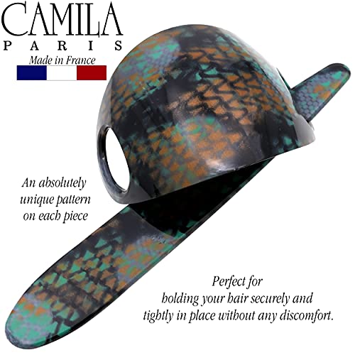 Camila Paris CP3243 French Hair Bun Holder Cover Cap Hair Updo, Turquoise, Hair Pin Thru, Strong Hold Grip Hair Clips for Women, No Slip and Durable Styling Girls Hair Accessories, Made in France - color: Turquoise