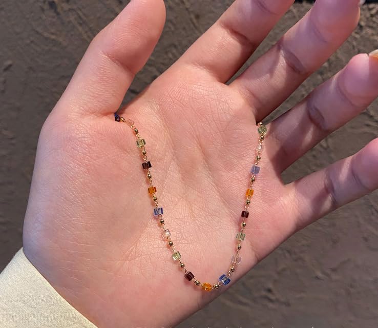 Roe Dolph Colorful Beaded Necklaces for Women Boho Beaded Necklace Beach Surfer Jewelry Handmade White Pink Blue Beads Summer Outfits Accessories - color: G1-Beaded Necklace