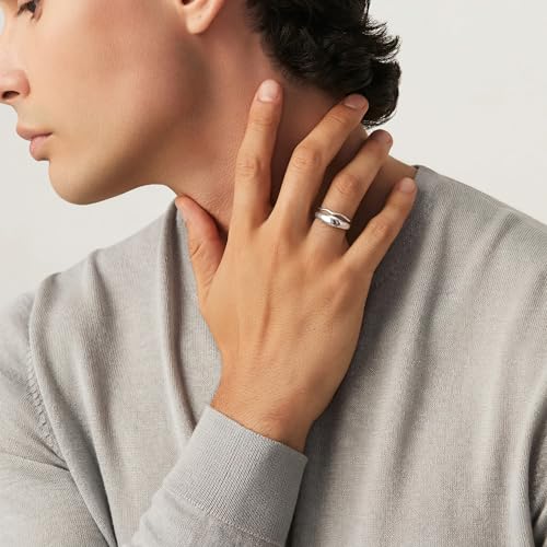 Gold Rings for Women Men Non Tarnish, Waterproof Chunky 14K Gold Plated Dainty Stackable Rings Trendy Statement Pinky Thumb Rings Engagement Eternity Wedding Band Ring Stacking Gold Jewelry Size 3 4 5 6 7 8 9 10 11 - color: Silver, size: 13.5