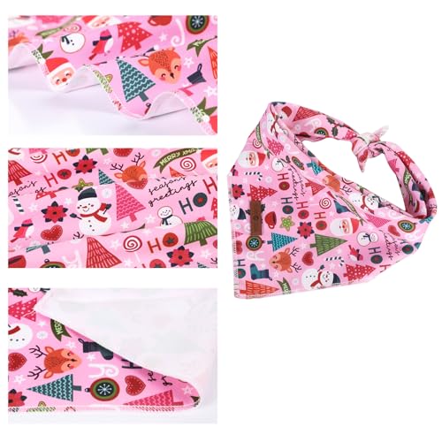 Lionet Paws Christmas Dog Bandana Washable Cotton Handkerchief Scarf Triangle Ho Christmas Tree Pink Bandanas for Small Medium Dogs Girl - color: Ho Xmas, size: Small (Pack of 1)