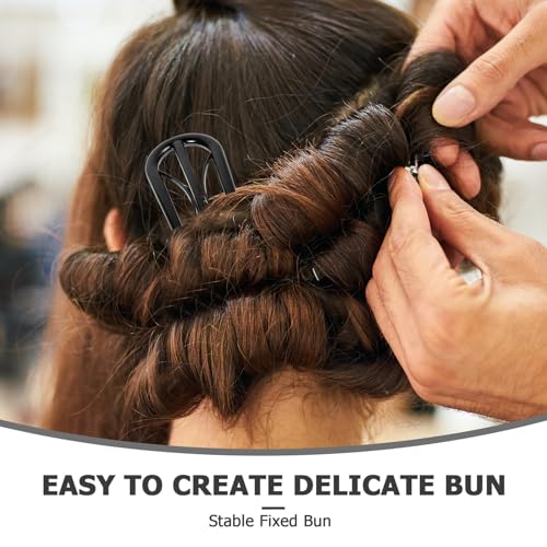 VOSAREA Large U-shaped Hairpins for Buns Vintage Black U-shaped Hair Forks Double Prong Styling Pins for Women Chinese Style Hair Accessories