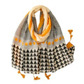 WaJuemy Travel Boho Scarf for Women Casual Lightweight Pashmina Scarves Fashion Multicolor Shawl Wraps with Fringed Beads - color: 01c Yellow Plaid