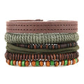 HZMAN Wrap Bracelets Men Women, Hemp Cords Wood Beads Ethnic Tribal Bracelets, Leather Wristbands - style: Wooden Beaded