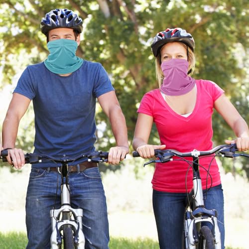 Geyoga 6 Pieces Summer UV Protection Cooling Neck Gaiter Face Clothing Neck Gaiter Mask Scarf Sunscreen Breathable Bandana - color: Fluorescent Color