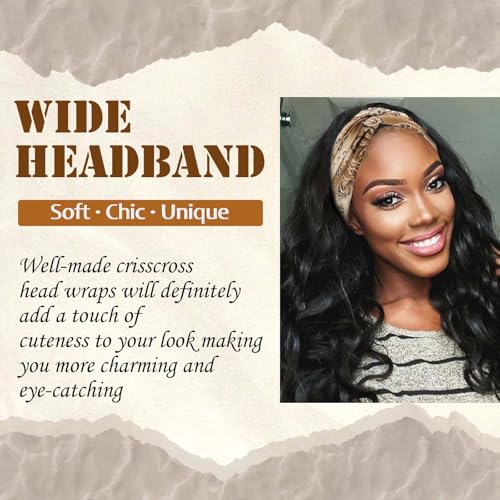 Boho Bandana Headband For Women Wide Headbands Knotted Turban Head Wraps Cute Head Scarf Hairband Floral Fashion Hair Wrap Tie Dye Turban Bands Workout Bandana Hair Accessories For Women 4 Pack - color: Style 121