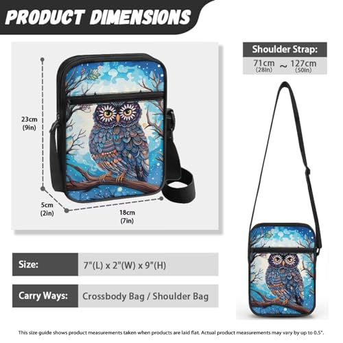 Womens Crossbody Bag Cell Phone Purse Wallet Small Shoulder Handbag for Workout Travel Gym - color: Cartoon Owl
