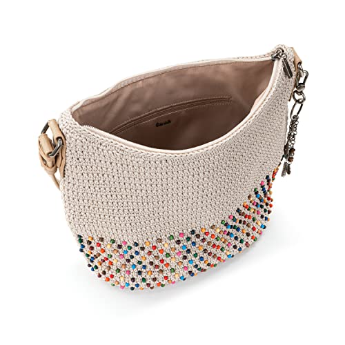 The Sak Sequoia Hobo Bag - Hand Crochet Large Women's Purse for Everyday & Travel - Durable Handbag & Tote With Zipper Pocket - color: Ecru Multi Bead