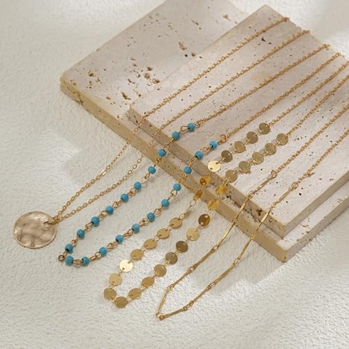 Gold Stack Necklace Chunky Necklaces for Women Trendy Coin Pendant Long Necklaces Western Jewelry for Women Cowgirl Cowboy Chic Country Outfit Boho Accessories Birthday Jewelry Gifts - color: C2