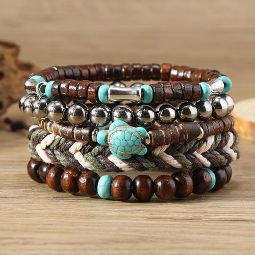 Bohemian Mix Bead Multi Layer Versatile Statement Bracelets Boho Stackable Beaded Strand Stretch Bangles Bracelets Sparkly Crystal Tassel Charm Jewelry Gift - style: Turtle