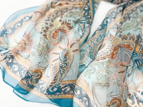 MINIDORA Lightweight Scarves for Women Elegant Floral Pattern Scarf Shawls Sunscreen Head Shawls - color: Style 14-blue