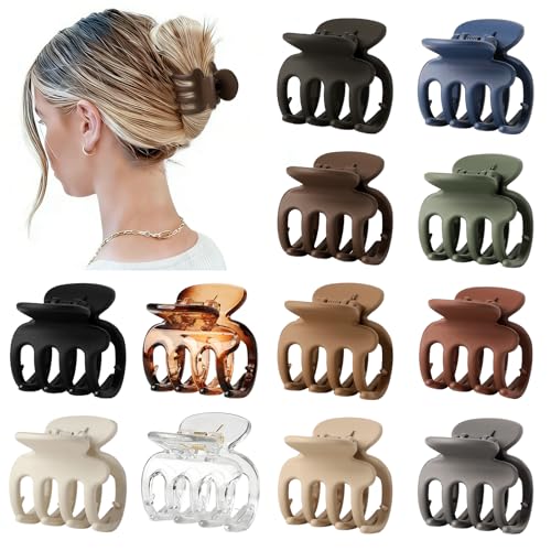 Sisiaipu 12Pcs Hair Clips for Women 1.8 Inch Small Claw Clips for Thin Hair Medium Hair Claw Clips for Thick Hair Accessories for Women Girls (Transparent) - color: Transparent