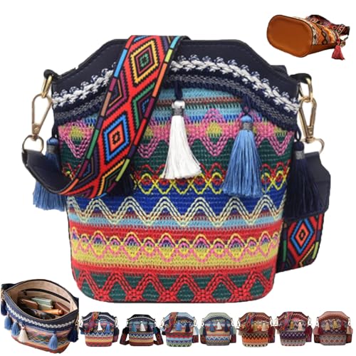 Handmade Native American Handbags, Woven Tassel Bucket Bag, Vintage Bag for Women Travel - color: 1pc-f