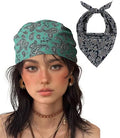 21"x21" Soft Cotton Bandana for Men and Women Unisex Head Wrap Scarf Headband Face Mask for Outdoor - color: Qm2-green&blk Paisley