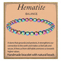 LPBeads Handmade Natural Gemstone Stretch Elastic Bracelet Healing Crystal Round Stone Beads Jewelry Gifts for Women Men - color: Rainbow Coated Hematite, size: 6mm