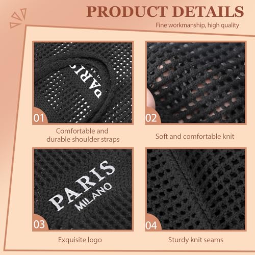 Ayieyill Crochet Tote Bag For Women, Crochet Mesh Beach Tote Bag Summer Vacation Aesthetic Boho Knit Bag for Women - color: G/Black