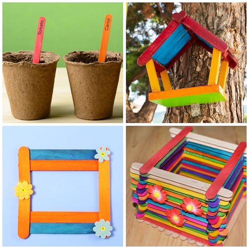 60 Pcs Jumbo Popsicle Sticks,8 Inch Wooden Craft Sticks | Assorted color wooden sticks for craft sorting,plant tags,color matching,display labels and DIY layout projects - color: multicolored