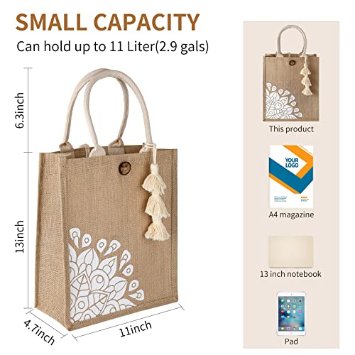 itgowisa Jute Beach Bag for Women, Burlap Beach Tote Bag with Tassel Pocket, Summer Gift for Vacation, Pool, Cruise & Grocery | Jute material - color: White Tassel B