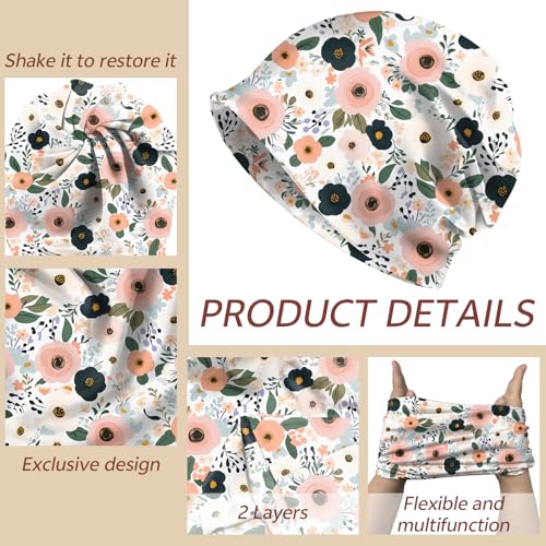 Chemo Caps Slouchy Beanie Hat Stretch Cancer Head Wraps Turban Sleep Headwear Scarf for Women Girls Men - color: I-5-flower
