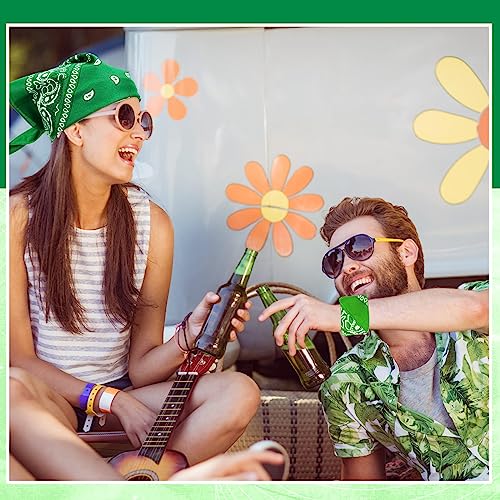 Handepo 200 Pcs Bandanas Bulk Paisley Bandanas Unisex Head Wrap Scarf Cowboy Headband Handkerchief for Women Men - color: Dark Green, Light Green